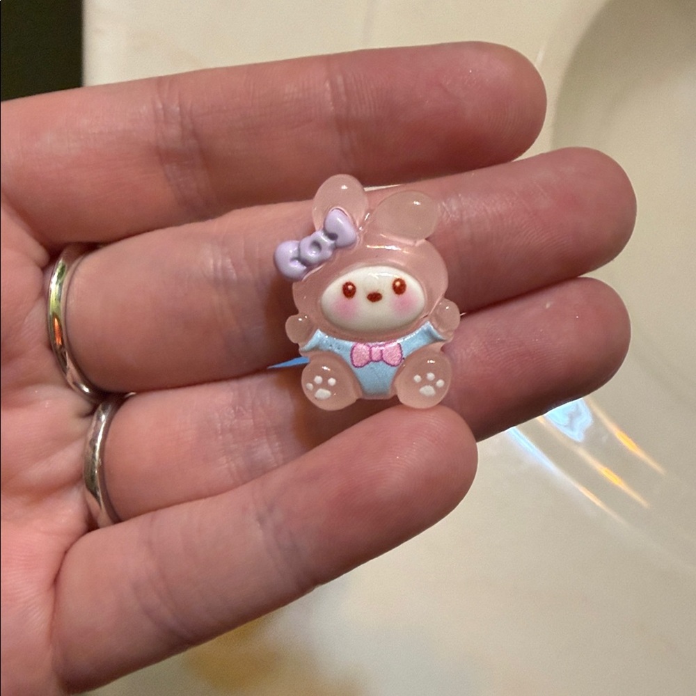 1” Japanese Sanrio Hello Kitty Friends Melody Pink Translucent Resin Bunny Charm